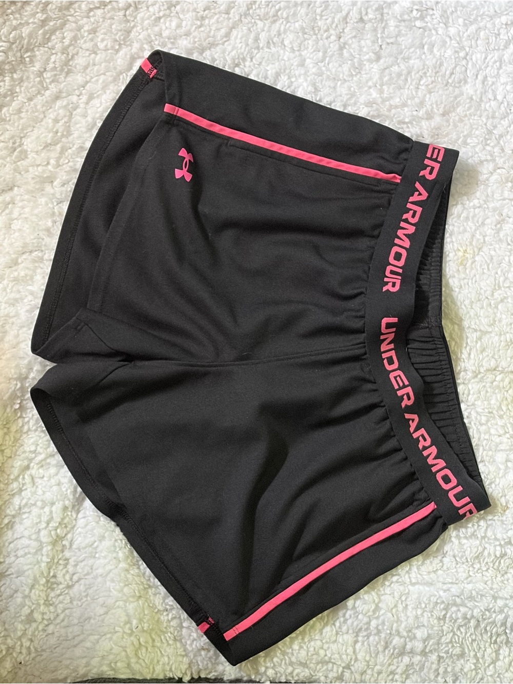 Under Armour Black Shorts with Pink Trim - Women's Athletic
